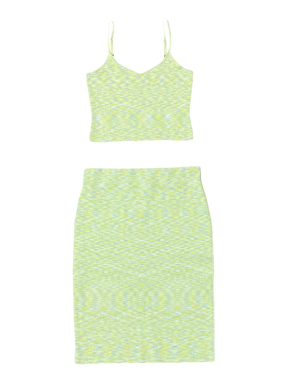 Express Body Contour Ribbed Pencil Skirt &Cami Set | Green Space-dye | Large